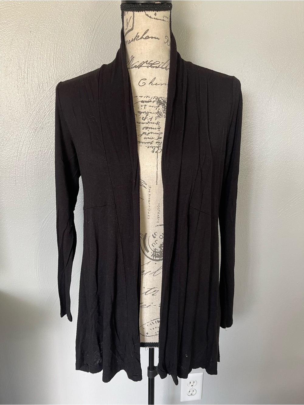 Agenda Black Open-Front Women’s Lightweight Cardigan Sweater S/M